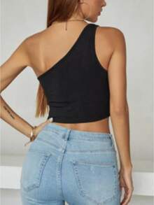 Top Mula Manca One Shoulder Only PROMOTION - Preto e Onça - 查看 4