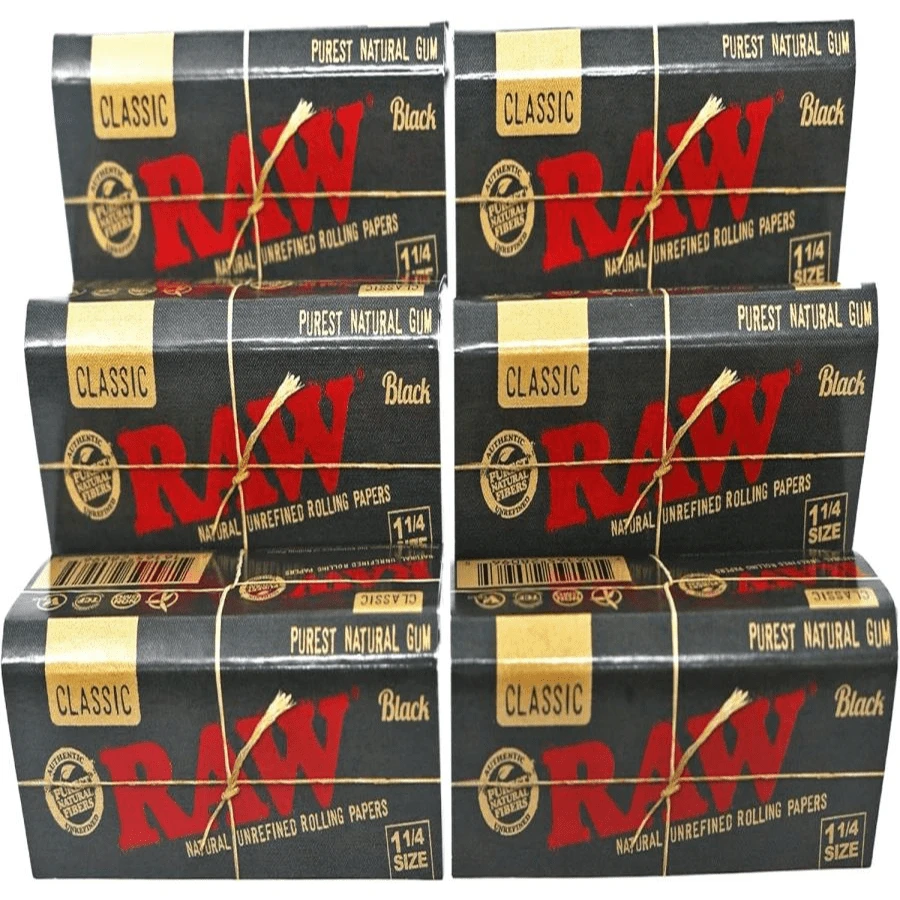 RAW Classic Black 1 1_4 Size Natural Unrefined Ultra Thin 79mm Rolling Papers (6 Packs) - 白色 - 查看 1