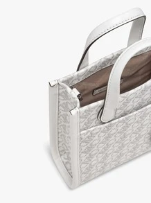 Michael Kors Mini Crossbody Bag, Elegant Jacquard Design, Quilted Rhombus Pattern, Dark Gray, Luxurious And Durable, Perfect For Daily Use. Fashionable Handbag With Adjustable Shoulder Strap, Well-Crafted, Spacious Interior, Ideal For Storing Essentials. - White - View 6