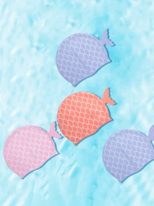 1 Small Silicone Swimming Cap With Small Fish Print Cartoon Cute Waterproof Soft Professional Ear Protection Swimming Cap Suitable For Wearing During Water Activities - Multicolor - View 2