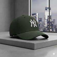 Men's And Women's Minimalist Curved Brim Sport Baseball Cap, Street Style, Cotton, Embroidered - xanh quân đội - Xem 5