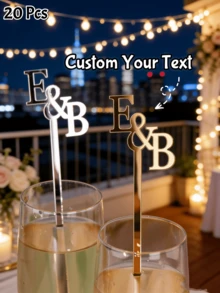 20Pcs Personalized Acrylic Drink Stirrers – Custom Initials Cocktail Beverage Mixers In (10.16cm / 15.24cm / 17.78cm), Reusable Bar Mixing Sticks, Wedding Reception, Bridal Shower, Anniversary & Party Drinkware Accessories - Multicolor - View 12