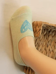 5双装彩色爱心图案时尚女士船袜，防滑舒适，适合春夏穿着，休闲通勤皆宜。 - 彩色 - 查看 5