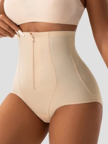 1 pièce Pantalon de forme à taille haute cintrée pour femmes, levage des fesses, ceinture de taille respirante, entrejambe renforcé double couche, convient pour le yoga quotidien ou l'entraînement et les sports - Nude - Voir 5