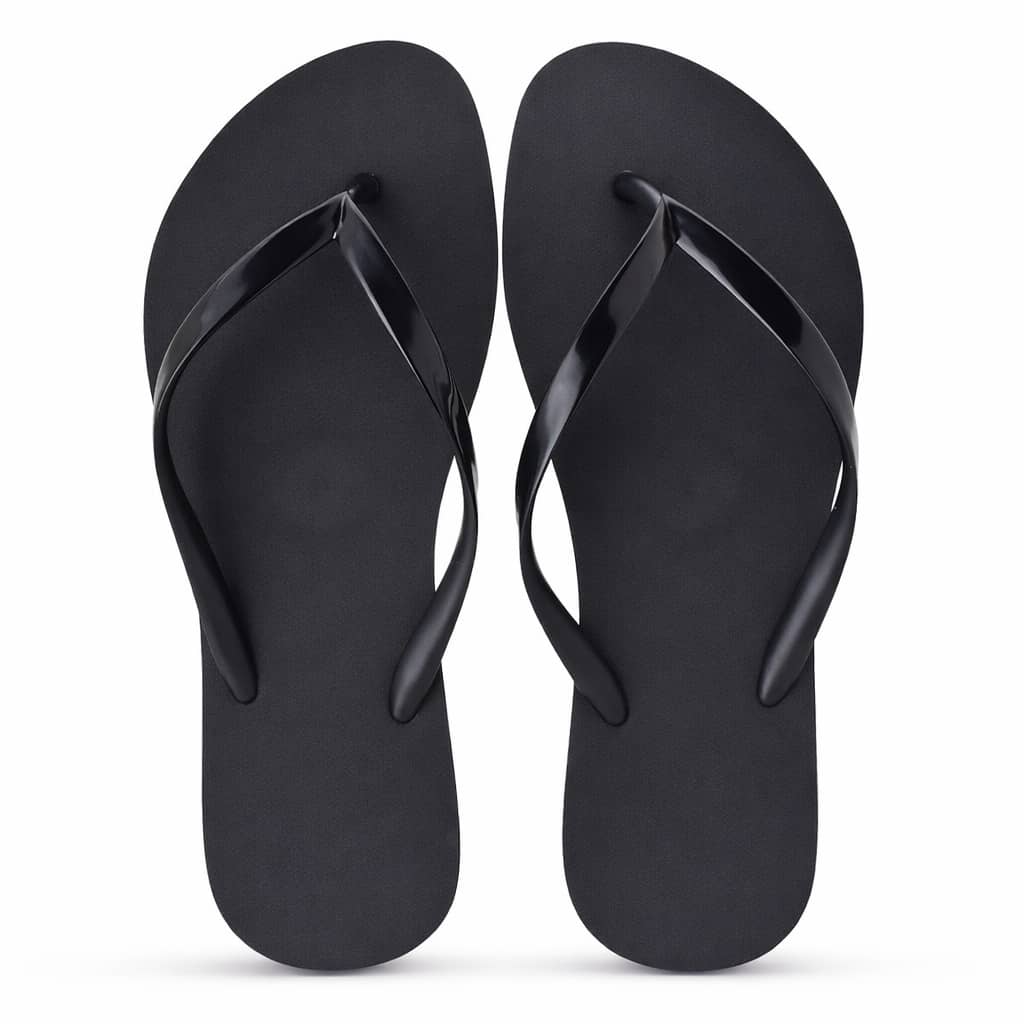Women's Flip-Flops, Simple, Basic, Traditional, Women's Sandals, Casual, Lightweight, Comfortable, Inexpensive, For Everyday Use, At Home, Beach, Bathing, Basic, Rubber, PVC, And Flexible, Non-Slip, Waterproof, Water-Resistant Sole, Soft Sole, Practical, Inexpensive, Cost-Effective, Summer Promotion, Pool, Travel, Vacation/Summer, White, Black, Beige With Pink, Thin Straps, Light - 8.01-光滑黑 - 查看 1