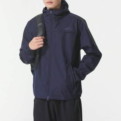  Adidas MUST HAVES HOODED Sporty Casual Comfortable Hooded Zip-Up Long-Sleeve Jacket For Men