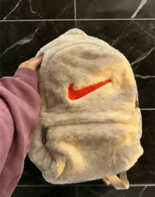 Nike Logo Backpack With Zip Closure, Made Of Polyester (Polyester Fiber), Regular Fit, Unisex And Couple Style. - Coconut Milk and  Orange - View 6