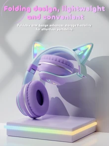 GENAI Wireless Headphones With LED Cat Ear Design, Cute Headset For Girls And Teenagers, Suitable For Music, Gaming, Video And Daily Use - Multicolor - View 3