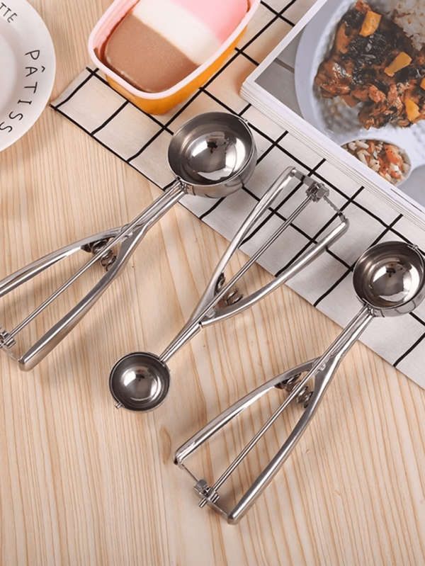 1pc Ice Cream Scoop, Cookie Scoop , Stainless Steel Ice Cream Scooper With Trigger Release, Large/Medium/Small Cookie Scooper For Baking, Cookie Scoops For Baking With Cookie Dough Scoop