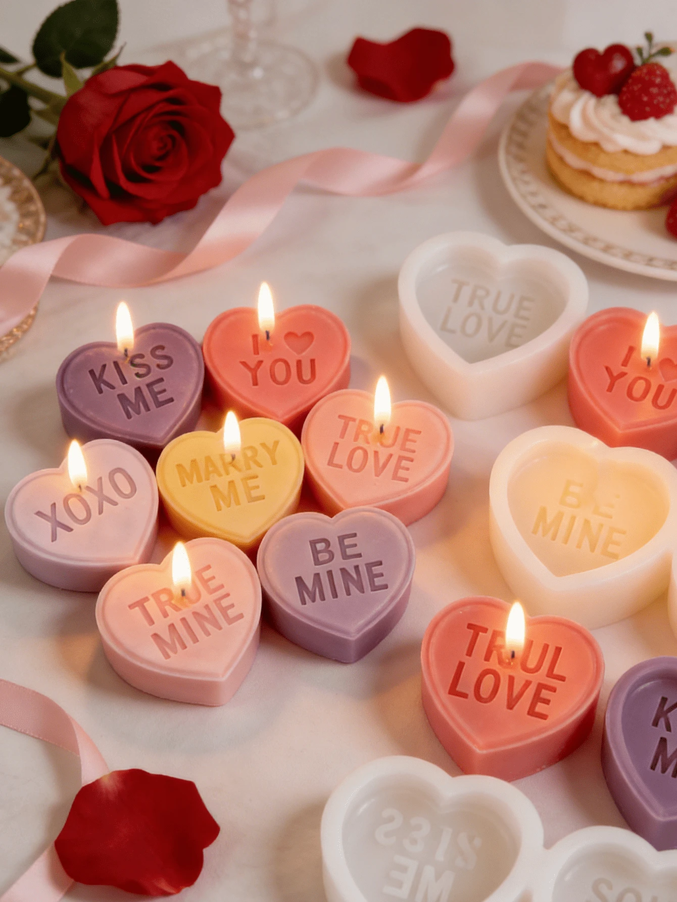 Molde de vela con forma de carta de amor con relieve, molde de confesión de amor, molde de vela de boda de silicona, molde de jabón hecho a mano, molde de regalo del Día de San Valentín - Molde de letras en forma de corazón - Ver 1