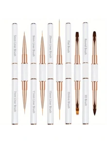 Bộ 5 cọ vẽ móng nghệ thuật, cọ hai đầu dùng để vẽ đường dài, đường mảnh, hiệu ứng chuyển màu và vẽ móng 3D, phù hợp với sơn gel và sơn acrylic. - trắng - Xem 7