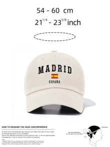 1顶男女通用经典棒球帽 - “MADRID”及西班牙国旗图案印花 - 多种颜色可选 - 光滑质感，可调节帽围，适合作为西班牙纪念品、旅行礼物、足球迷礼物、夏季、海滩、假日帽 - MADRID - 查看 4