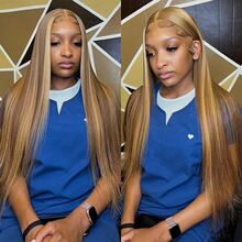 Highlight 13x4 Lace Front Wigs Human Hair 180% Density Transparent Pre Plucked Straight Lace Front Wigs Human Hair Glueless 4/27 Colored Honey Blonde Human Hair Wig For Women - S4/27 - View 5