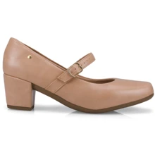 Loris Shoes Oficial Women's Retro Shoe, Mary Jane Style, Low Block Heel, Comfortable Patent Leather, 6484 - 合成裸色 - 查看 2