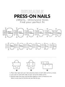 24pcs 3D Dotted Embossed Design Press-On Nails, Nail Art Supplies, Y2K Style Fake Nails, Brown Artificial Nails - Brown - View 4