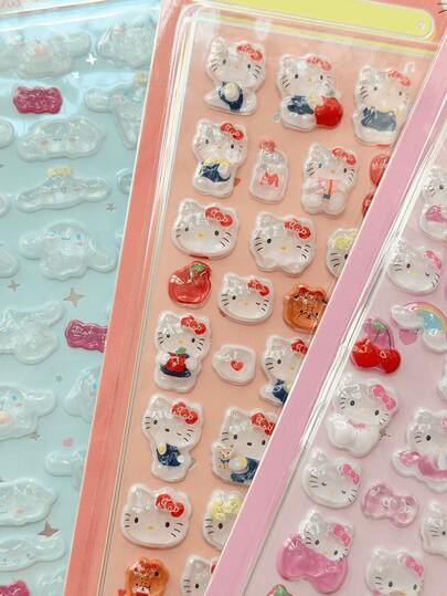 3D卡通/动漫贴纸，可爱猫咪贴纸，可重复使用防水贴纸，DIY贴纸，适用于笔记本电脑、笔记本、礼品包装、派对装饰、学习用品、返校季（颜色和图案随机）