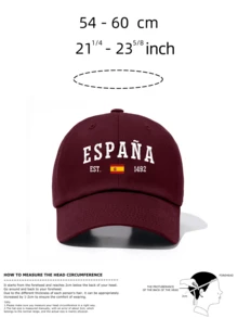 1顶男女通用经典棒球帽 - “ESPAÑA”及西班牙国旗图案印花 - 多种颜色可选 - 光滑质感，可调节帽围，是西班牙纪念品、旅行礼物和足球迷礼品的理想之选。 - ESPAÑA - 查看 4