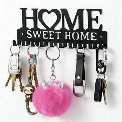 Ten-Hook Wall-Mounted Key Rack Ideal For Hallways, This Metal Storage Rack Holds Keys, Bags, And Leashes. 10.24" X 3.54" Decorative Key Rack Perfect For Hallways, Shoe Cabinet Areas, Or Entryways, Room Deocr And Wall Deocr, Mothers Day Gift.