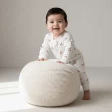 Long Printed Baby Jumpsuit, Soft, Hypoallergenic, Front Zipper, Soft, Warm, Comfortable Winter Pajama Jumpsuit For Girls - 紅白色 - 查看 4