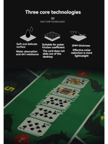 德州扑克桌垫，扑克地毯，高级豪华便携式扑克桌罩，防水扑克布 - 扑克地毯。高温烫印工艺，降噪，防滑防污，派对娱乐游戏礼品 - 彩色 - 查看 12