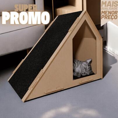 Casinha de Gato com Rampa Arranhador Com Rampa em MDF – Ideal para Afiação das Garras e Descanso