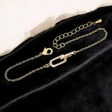 1 件铜合金镶嵌锆石吊坠项链，优雅金项链/戒指，可爱简约回形针项链，适合送给女孩的礼物 - 迴型針 - 查看 10