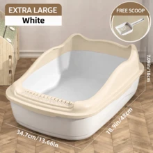 Large Cat Litter Box ,Semi-Enclosed With  Open  Structure, High Sides  & Splash Proof, Durable Double-Layer Cat Toilet With Wide Filtering Step, Easy To Assemble And Clean, Three Colors & Two Sizes To Choose,Includes Free  Scoop, Comfortable For Active And Large Cats,Ideal For Everyday Home Use. - M - View 10