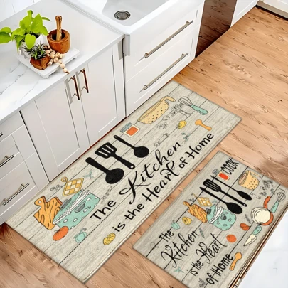 1 stuk modern bedrukt vloerkleed, imitatie wollen mat - zeer absorberend, gemakkelijk schoon te maken, geschikt voor huisdecoratie, boerderijstijl, entree, binnenruimte, kamer, keuken, eetkamer, klein kantoor/thuiskantoor, wastafel, wasruimte, deurmat, keukenmat, antislipmat