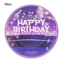 20个/40个/60个粉色和紫色音乐明星KPOP派对纸盘，7英寸/9英寸一次性甜点盘，适合舞蹈女孩、公主生日蛋糕、婴儿派对等场合。 - B款 - 查看 9