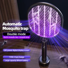 1pc Electric Mosquito Swatter, Rechargeable Household Mosquito Killer, Mosquito Trap & Repellent, Anti-Accidental Touch, LED Smart Display To Monitor Power Status, Comes With Stand For Indoor/Outdoor Use - Home, Bedroom, Kitchen, Office, Patio - Multicolor - View 1