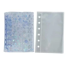Carpeta de anillas transparente portátil tamaño A7, libro de pegatinas transparente, fundas para almacenamiento de fotos, álbum de fotos, planificador de presupuesto, diario, cuaderno, suministros de oficina - Tarjetero decorativo - Ver 17
