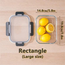 Hộp đựng thực phẩm bằng thủy tinh có nắp, chuẩn bị bữa ăn, hộp đựng thực phẩm trong bếp, hộp đựng cơm trưa chống rò rỉ, hộp đựng cơm trưa bằng thủy tinh kín khí, an toàn với lò vi sóng, lò nướng, tủ lạnh và máy rửa chén - Nhiều màu - Xem 19