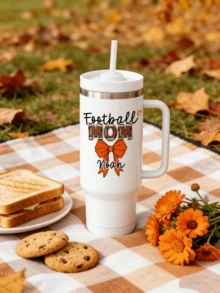 1pc 40oz Personalized Text Custom Car Water Bottle, Suitable For Daily Hydration And Carrying Around - Rugby Version - View 4