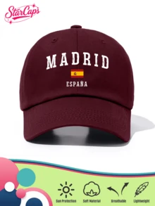 1顶男女通用经典棒球帽 - “MADRID”及西班牙国旗图案印花 - 多种颜色可选 - 光滑质感，可调节帽围，适合作为西班牙纪念品、旅行礼物、足球迷礼物、夏季、海滩、假日帽 - MADRID - 查看 8