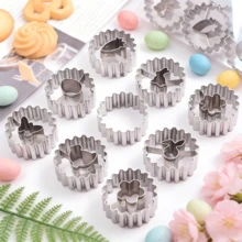 9pcs Stainless Steel Animal Shaped Cookie Cutter Set, Includes Rabbit, Butterfly, Chick Patterns, Ideal For Easter, DIY Cake Decorations And Holiday Desserts, Spring Seasonal Kitchen Tools And Accessories, Dishwasher And Oven - Silver - View 3