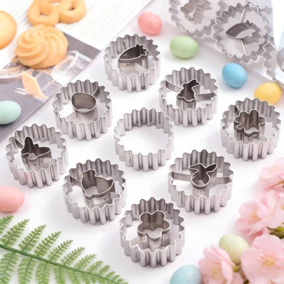 9 Peças Conjunto de Cortadores de Biscoito em Formato de Animais em Aço Inoxidável, Inclui Padrões de Coelho, Borboleta, Pintinho, Ideal para Páscoa, Decorações de Bolo DIY e Sobremesas de Feriado, Ferramentas e Acessórios de Cozinha Sazonais de Primavera, Lavável na Máquina de Lavar Louça e Forno