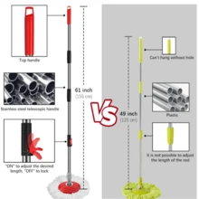 360° Spin Mop And Bucket Set With , 6 Extra Microfiber Heads, 61" Extended Handle For Effortless Floor Cleaning, 2X Wheel Design - Black - A - Xem 3