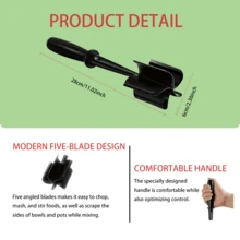 Machacador de patatas y carne, molinillo de carne, resistente al calor, apto para utensilios antiadherentes, mango ergonómico, 28 cm, se puede lavar en el lavavajillas. - Negro - Ver 3