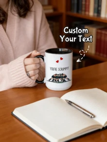 1pc Personalized American Football Lover Mug, Customizable Text Coffee Cup, Football Fan Boyfriend/Husband Gift, Funny Romantic Ceramic Cup, Anniversary, Valentine's Day, Birthday, Home/Office/Game Day Use - White - View 1