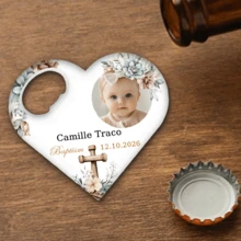 Souvenir Baptisan yang Dipersonalisasi: Pembuka Botol Berbentuk Hati, 8,5 cm, Disesuaikan dengan Foto dan Nama Bayi, Ideal untuk Hadiah Komuni, Souvenir Tamu Pernikahan, Kenang-kenangan Peralatan Dapur, Dekorasi Meja - Multiwarna A - View 22