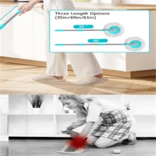 Spin Mop And Bucket,Mop And Bucket With Wringer Set For Home,360 Spinning Mopping Floor Cleaning Tool With 6 Microfiber Replacement Head Refills,61" Extended Handle, 2X Wheel - Blue - A - 查看 6