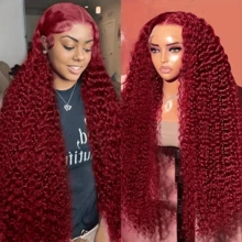 99J Burgundy Human Hair Wigs 13x4 Deep Wave Lace Front Wigs Human Hair Pre Plucked With Baby Hair Wigs Human Hair For Women 180% Density 99j Wigs Human Hair - S99J - View 6