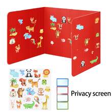 1pc Plastic Desk Partition Board With DIY Animal Stickers, Student Desk Privacy Divider, Exam Anti-Cheating Barrier, Art Craft Supplies, Suitable For School And Office - Black - View 6