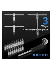 94-Piece Socket Wrench Set In Tool Case Ratchet Wrench With Reversible Ratchet Including Flexible Extensions, Universal Joints And Push Handles - Black - View 4