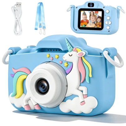 Cámara para niños 1080P HD 48MP, con múltiples filtros lindos, grabación de video, varios juegos, regalo de cumpleaños ideal para niños/niñas