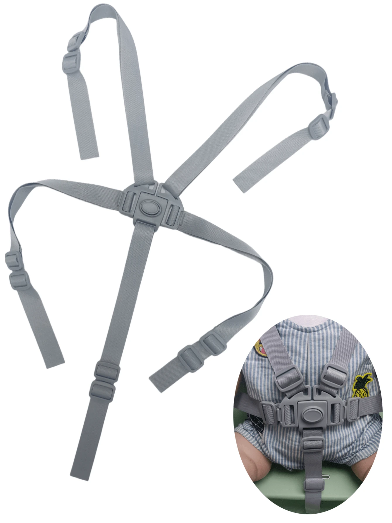 Universal Baby Stroller/High Chair 5-Point Safety Harness Strap Accessories - Grey - View 1