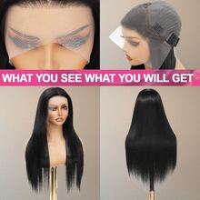 5x5 Straight Wigs Glueless Wig Human Hair Wear And Go Transparent Lace Closure Wigs Human Hair Natural Black Wigs Human Hair Wigs 13x4 13*6 Lace Front Wigs Pre Plucked 34 Inch Long Wigs For Women Halloween Natural Black Wig Daily Party Wear - Natural & Black - View 3