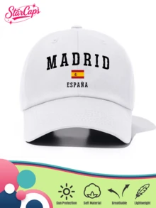 1顶男女通用经典棒球帽 - “MADRID”及西班牙国旗图案印花 - 多种颜色可选 - 光滑质感，可调节帽围，适合作为西班牙纪念品、旅行礼物、足球迷礼物、夏季、海滩、假日帽 - MADRID - 查看 9