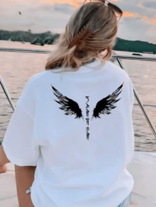 GothicStylized Wings DesignJATI Textsymmetrical Bloodstain Feathers - Đỏ - Xem 2