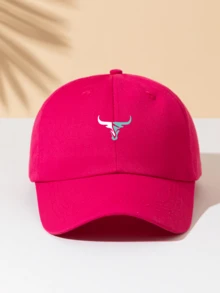 1顶极简牛头印花男女通用棒球帽，遮阳帽，户外休闲运动帽，适合男女日常通勤。 - 彩色 - 查看 14